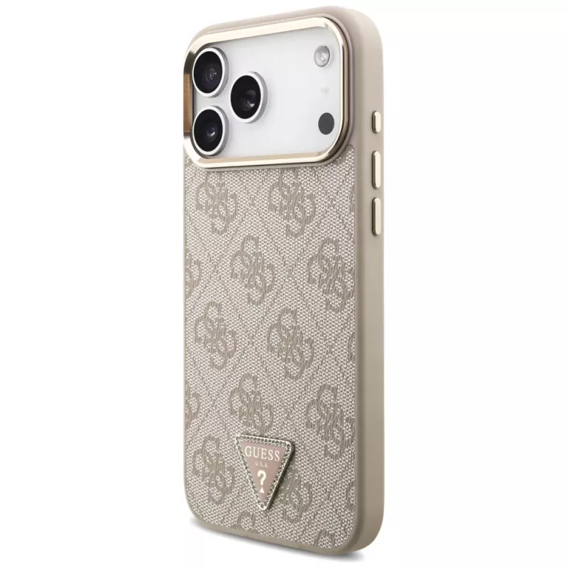 GUESS 4G Triangle Logo MagSafe puzdro pre iPhone 18 Pro Max / 17 Pro Max - ružové zlato