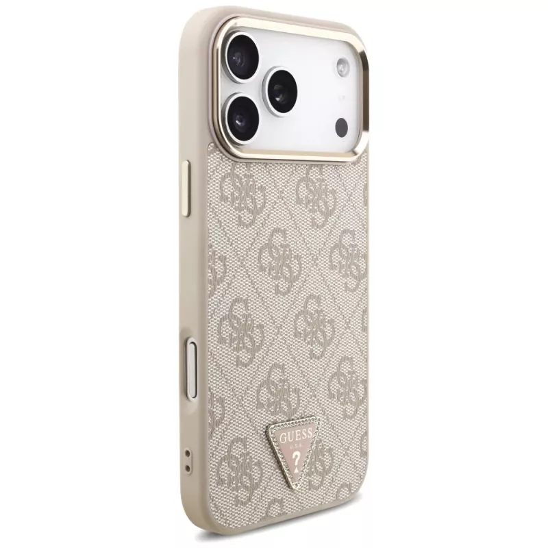 GUESS 4G Triangle Logo MagSafe puzdro pre iPhone 18 Pro Max / 17 Pro Max - ružové zlato
