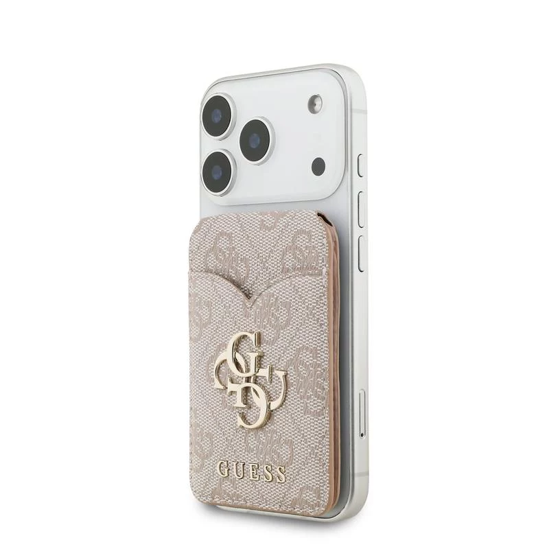 GUESS 4G Stand & Mirror MagSafe puzdro s peňaženkou pre iPhone - ružová