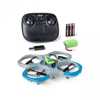 TAMIYA CARSON Carson Cyber Drone Polizei 2.4G 100% RTF – policajná edícia quadrocopter so 6-osovým gyroskopom, udržiavaním výšky, headless režimom, 360° flips, LED svetlami, pripravený na let