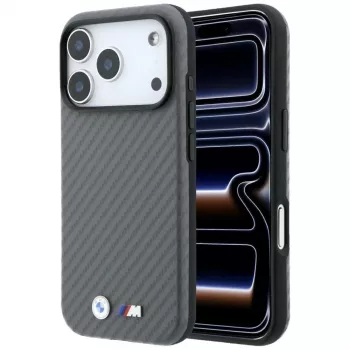 BMW M Carbon Metal Logo MagSafe puzdro pre iPhone 18 Pro / 17 Pro - sivá