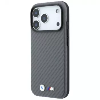 BMW M Carbon Metal Logo MagSafe puzdro pre iPhone 18 Pro / 17 Pro - sivá