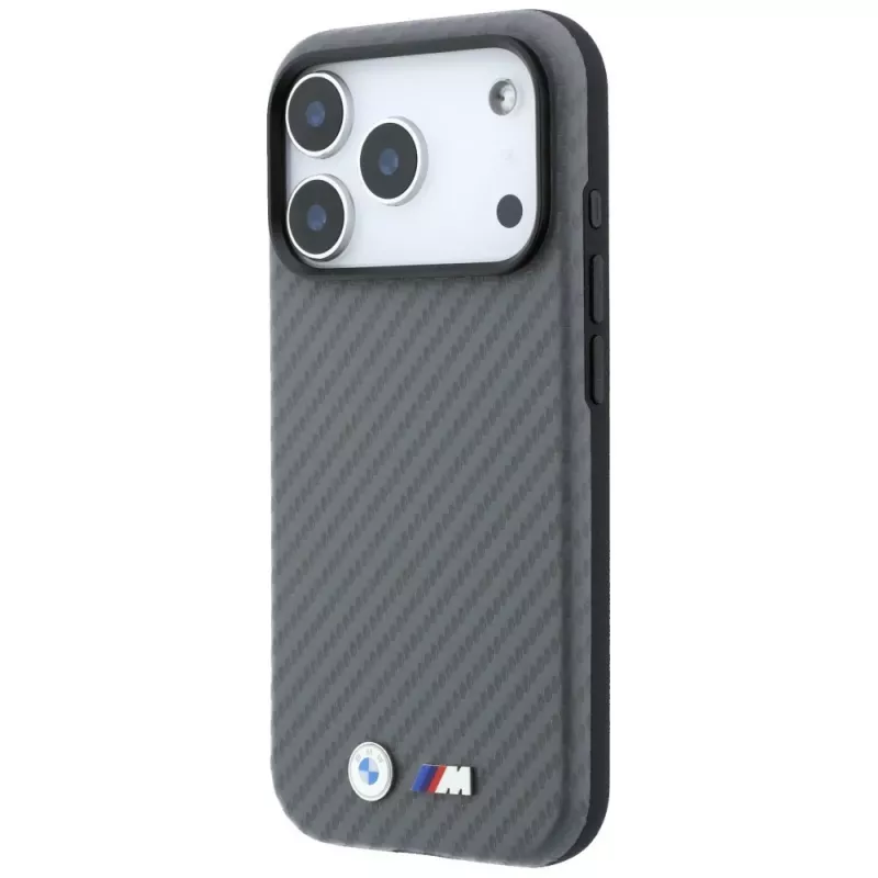 BMW M Carbon Metal Logo MagSafe puzdro pre iPhone 18 Pro / 17 Pro - sivá