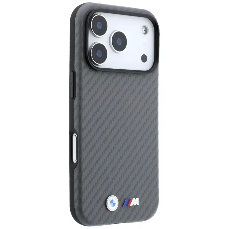 BMW M Carbon Metal Logo MagSafe puzdro pre iPhone 18 Pro / 17 Pro - sivá