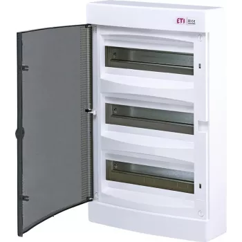 ECT36PT-S Plastový rozvádzač NT 36M 3x 12M N+PE IP40 IK07 526x287x112 dvere z tmavého skla biela DIDO