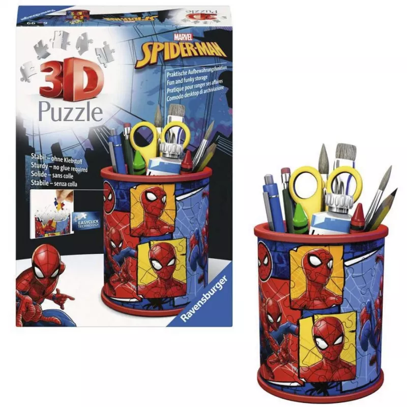 RAVENSBURGER 3D puzzle stojan na perá Spider-Man - 54 dielikov, oficiálny Marvel, Easy Click