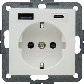 Berker S.1 SCHUKO zásuvka s USB-C PD 20W, polárna biela matná