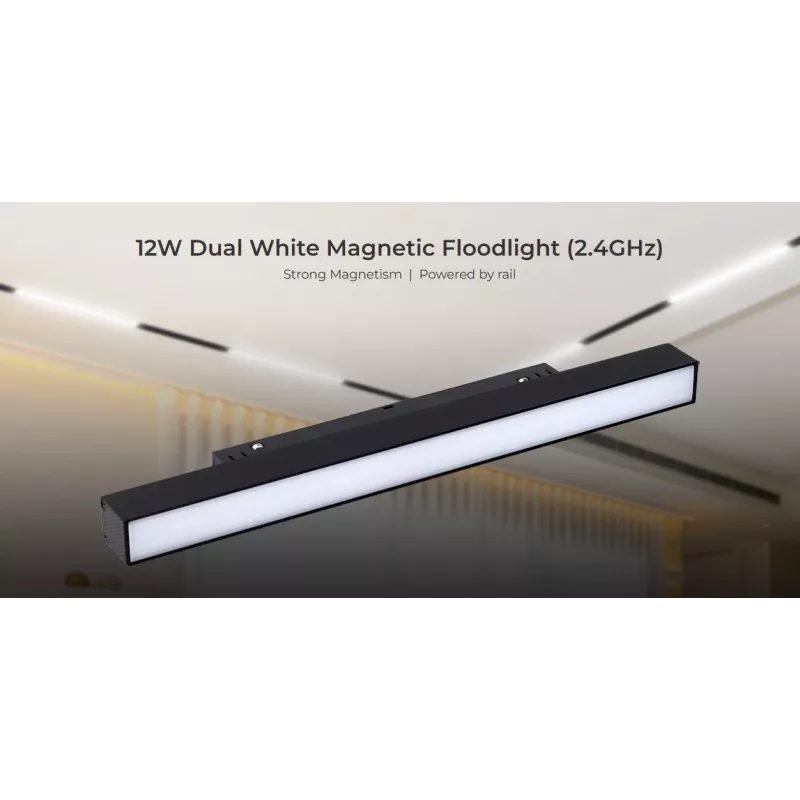 MIBOXER MF2-12A-RF LED 48V koľajnicové svietidlo 12W CCT 2.4G Tunable White čierna