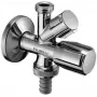 VALVE rohový ventil 1/2 palca x 1/2 palca x 3/4 palca vonkajší závit, pochrómovaná mosadz, dvojitý výtok so spätnou klapkou