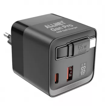 ALLNET 65W GaN USB-C PD nástenná nabíjačka s Quick Charge 3.0, 2x USB-C a 1x USB-A
