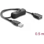Delock predlžovací kábel USB Type-A samec na samica s vypínačom 0,5 m čierny
