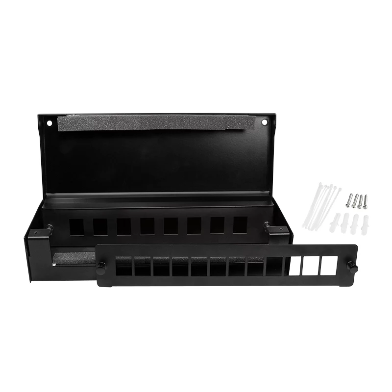 LogiLink konsolidačný box pre 8 alebo 12 Keystone modulov, kov, čierny