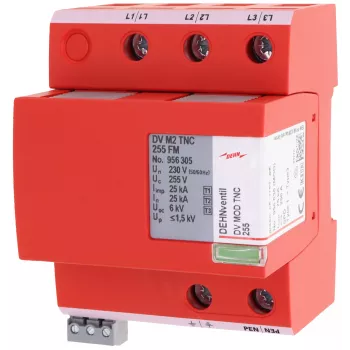 DEHN DEHNventil M2 TNC 255 FM kombinovaný bleskozvod a prepäťová ochrana Typ 1+2+3, 3-pólový, 255 V AC, 35 mm DIN lišta