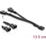 Delock Y-kábel ventilátora 1 x 4-pin PWM konektor samica na 2 x 4-pin PWM konektor samec s opletením 13,5 cm čierny