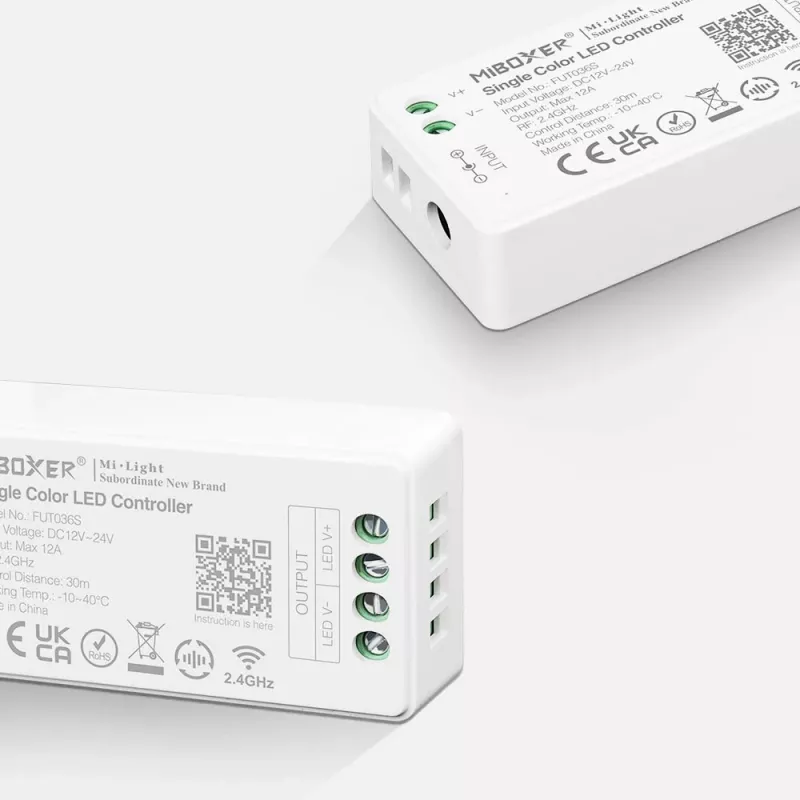 MIBOXER FUT036S jednofarebný 2.4G-LED dimmer kontrolér DC12-24V