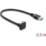 Delock USB 5 Gbps kábel USB Type-A konektor samec na USB Micro-B konektor samec skrutkový zámok 90° nahor zahnutý 0,3 m čierny