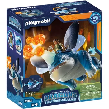 Playmobil 71082 Dragons: The Nine Realms - Plowhorn & D'Angelo s funkciou rozstreľovania krištáľovej skaly