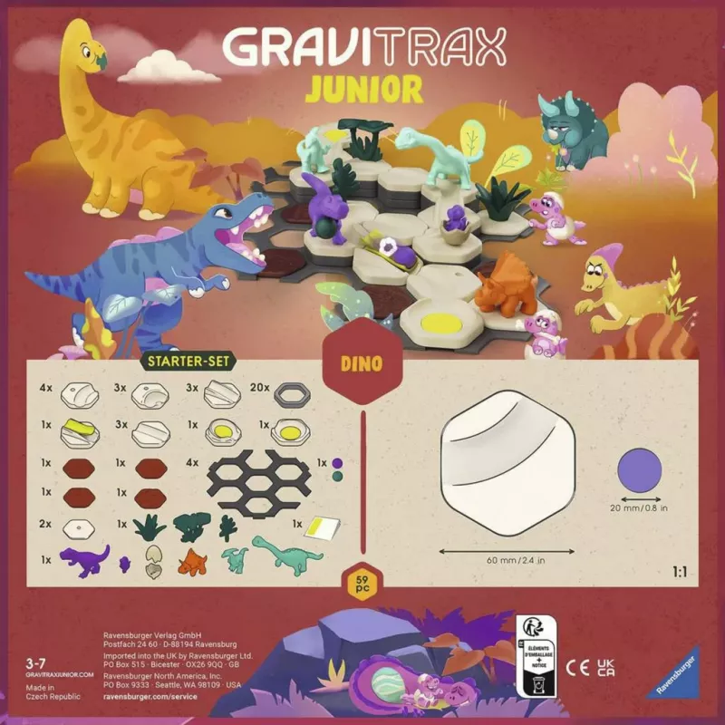 RAVENSBURGER GraviTrax Junior Starter Set S Dino - 102-dielna guľôčková dráha pre deti od 3 rokov