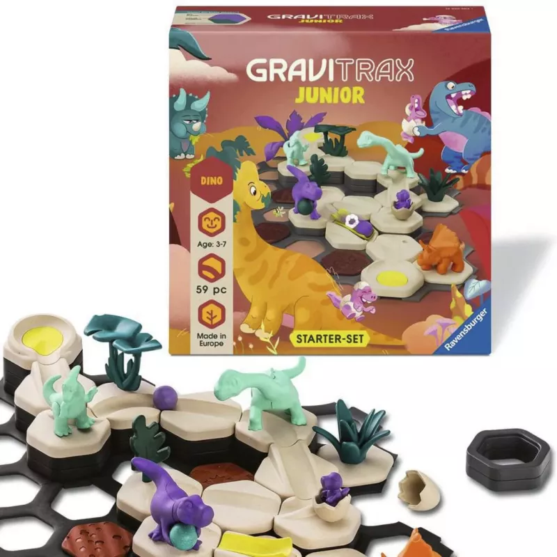 RAVENSBURGER GraviTrax Junior Starter Set S Dino - 102-dielna guľôčková dráha pre deti od 3 rokov