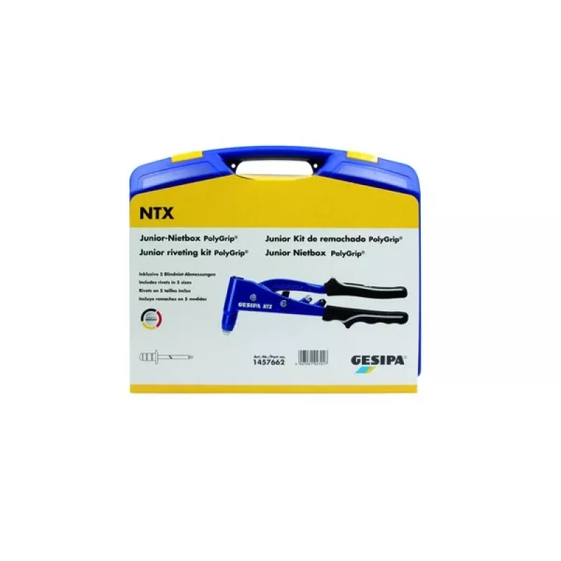 Gesipa PolyGrip® Junior nitovacia krabica – 352-dielny sortiment slepých nitov v plechovom kufríku