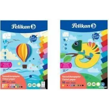 Pelikan blok farebného papiera DIN A3, 10 listov, 10 rôznych farieb, 120 g/m², lepený na hlave