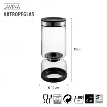 GEFU LAVINA sitko na jogurt a tvaroh sklo 1,3 L s nerezovým sitkom