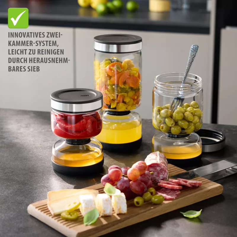 GEFU LAVINA sitko na jogurt a tvaroh sklo 1,3 L s nerezovým sitkom