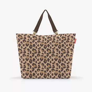 Reisenthel Shopper XL Leo Macchiato – veľká nákupná taška z recyklovaného PET s leopardím vzorom, 35 L