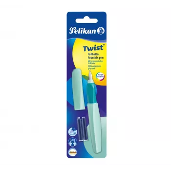 Pelikan Twist P457 plniace pero, mint, stredný hrot, nehrdzavejúca oceľ, náplňová náplň, obojručné, Nemecko
