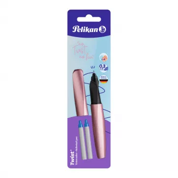 Pelikan Twist plniace pero ružovomodrá stredný hrot - ergonomická rukoväť pre pravákov a ľavákov, blister