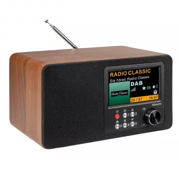 Albrecht DR 863 DAB+ FM digitálne rádio s Bluetooth, drevené puzdro, farebný displej, batéria