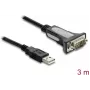 Delock USB 2.0 Type-A na RS-232 sériový adaptérový kábel s DB9 konektorom samec a skrutkovými maticami, 3 m