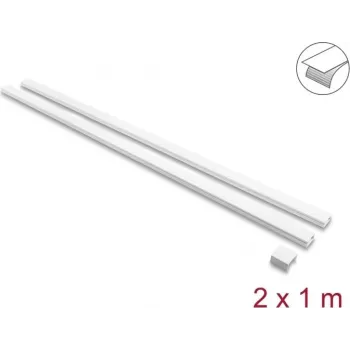 Delock samolepiaci káblový kanál s posuvným vekom 30 x 14 mm vrátane spojok - 1 m, balenie 2 ks, biela