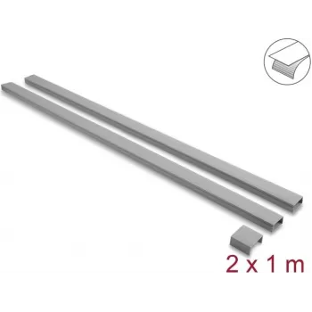 Delock samolepiaci káblový kanál s posuvným krytom 30 x 14 mm, vrátane spojok, 1 m, balenie 2 ks, sivá