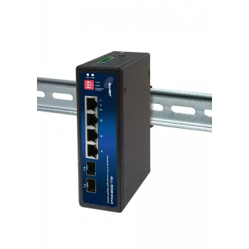 ALLNET ALL-SGI8104v3 priemyselný nespravovaný Layer 2 switch, 6 portov GbE, 4x GbE RJ45, 2x SFP, bez ventilátora, IP40