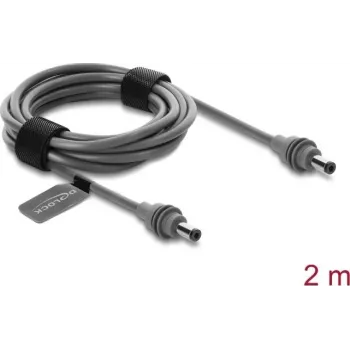 Delock napájací kábel DC 5,5 x 2,1 mm samec na DC 5,5 x 2,1 mm samec pre Starlink Mini, 2 m sivý
