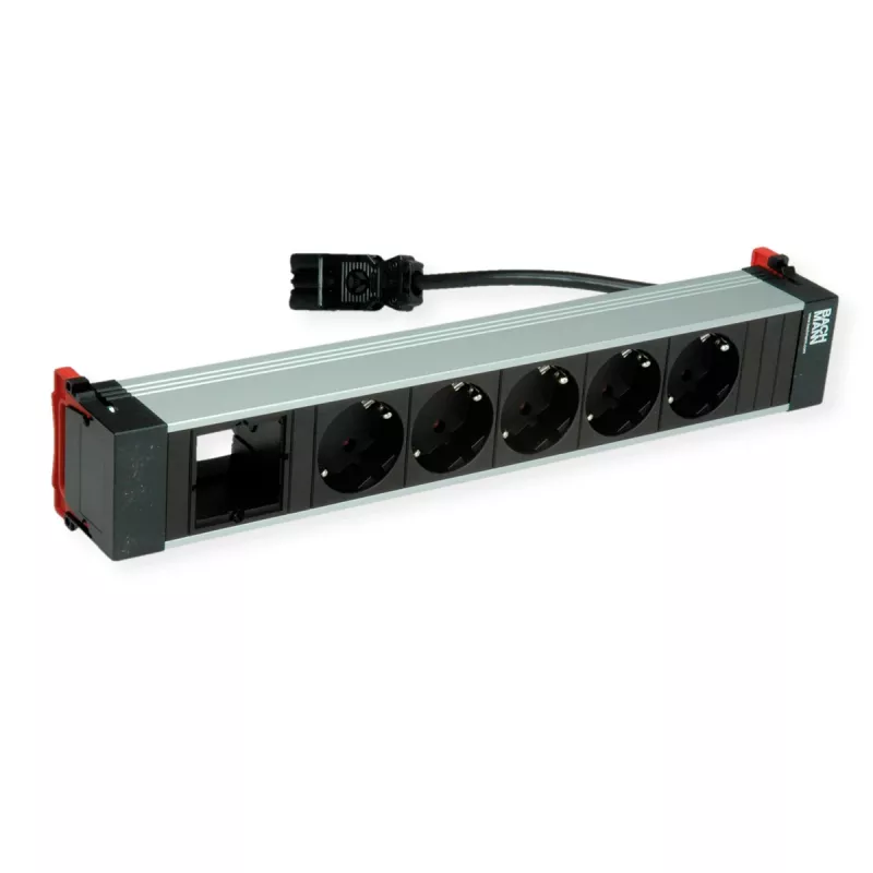 Bachmann POWER FRAME 5x zásuvka Schuko 1x modulový slot 0,2m GST18i3 čierna