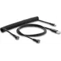 Delock magnetický špirálový kábel USB 2.0 Type-A konektor samec na Pogo 4-pin konektor samec + USB Type-C konektor samec na Pogo 4-pin konektor samica adaptérová sada čierna 1,5 m