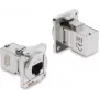 Delock D-Type modul RJ45 konektor samica na samicu 90° zahnutý Cat.6A strieborný