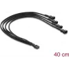 Delock rozbočovač kábla ventilátora 1 x 4-pin PWM konektor samica na samec + 3 x 4-pin konektor samec (3 piny osadené) s opletením kábla 40 cm čierny