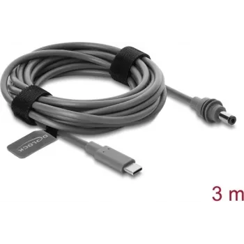 Delock USB Type-C™ na DC 5,5 x 2,1 mm napájací kábel pre Starlink Mini, 3 m, sivá