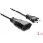 Delock predlžovací kábel Europlug CEE 7/16 konektor samec na konektor samica 2 x 0,75 mm², 3 m, čierny