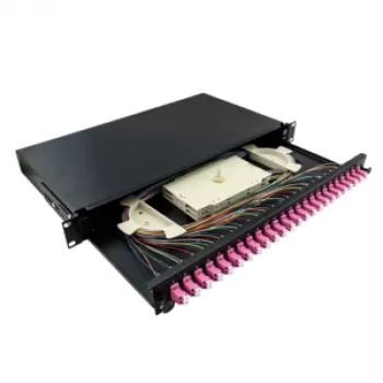 LogiLink 19 palcov 1U 24-port LC duplex OM4 multimode zvárací box patchpanel, čierna