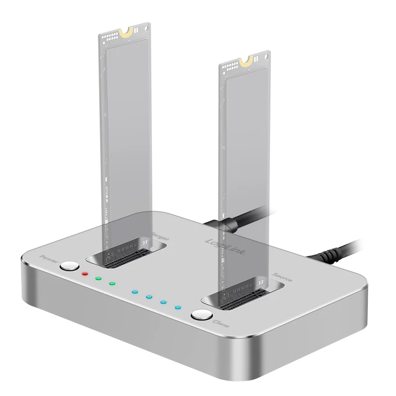 LogiLink USB 3.2 Gen2 dokovacia stanica, 2-Bay, pre M.2 NVMe SSD, klonovacia funkcia