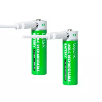 LogiLink LR6RCB2 USB-C nabíjateľné AA lítium-iónové batérie, balenie 2 ks, 1,5 V konštantné výstupné napätie, 2600 mWh