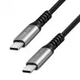 LogiLink USB 2.0 Type-C kábel, C/M na C/M, 480 Mbps, 240W, nylon, kov, čierny/strieborný, 2 m