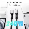 LogiLink USB 2.0 Type-C kábel, C/M na C/M, 480 Mbps, 240W, nylon, kov, čierny/strieborný, 2 m