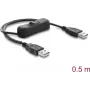 Delock USB napájací kábel Type-A konektor samec na konektor samec s vypínačom 0,5 m