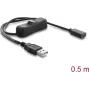 Delock USB napájací kábel Type-A konektor samec na USB Type-C konektor samica s vypínačom 0,5 m