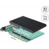 Delock PCI Express 5.0 x16 karta na 4 x interné NVMe M.2 Key M s chladičom - bifurkácia
